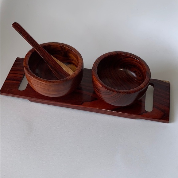 Wood Two bowl serving set - Picture 4 of 8